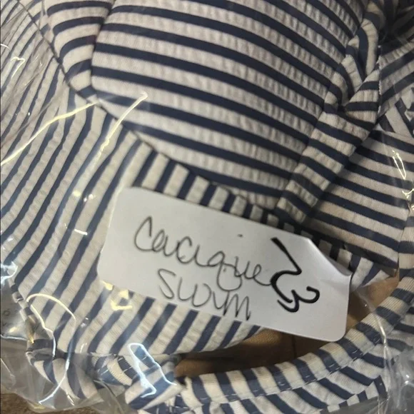 CACIQUE SWIM 18 blue striped ruffle top and bottom woman Tankini coastal - Picture 12 of 12